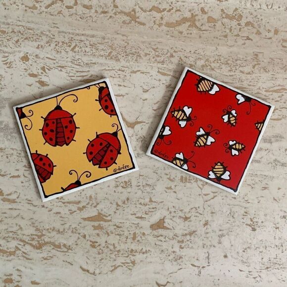 Lady Bug & Bubble bee trivet coaster by Ursala Dodge from Starbucks - Picture 1 of 8